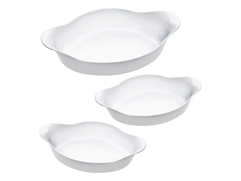 Marinex Conjunto De Assadeiras Oval Opaline 3 Peças Branco