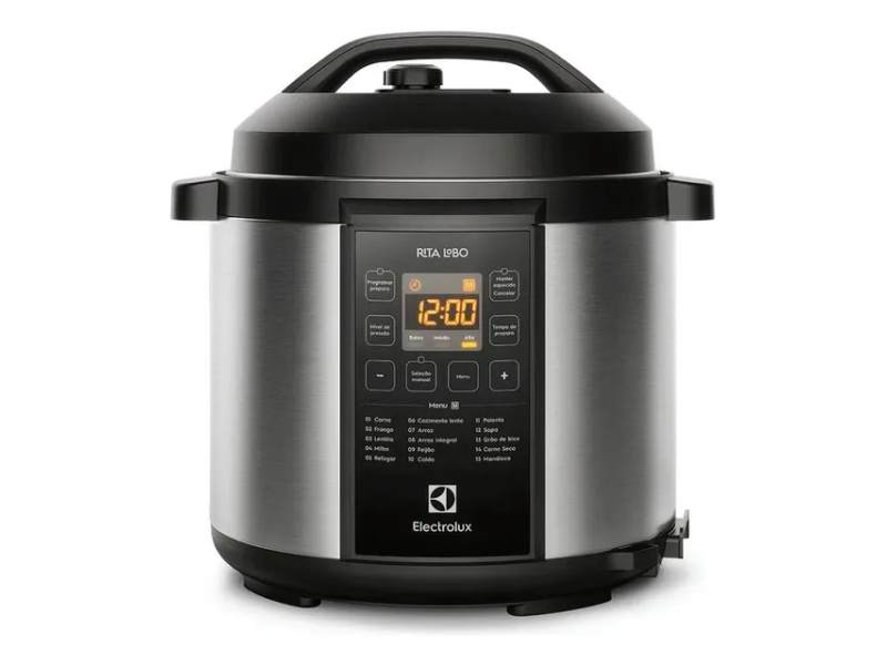 Panela Pressão Elétrica Electrolux Digital Capacidade 6l Silenciosa Segura 10 Travas Segurança 15 Receitas Pré-programadas 3 Níveis Pressão Pcc20 Inox Preto Por Rita Lobo 220v 50 Hz/60 Hz